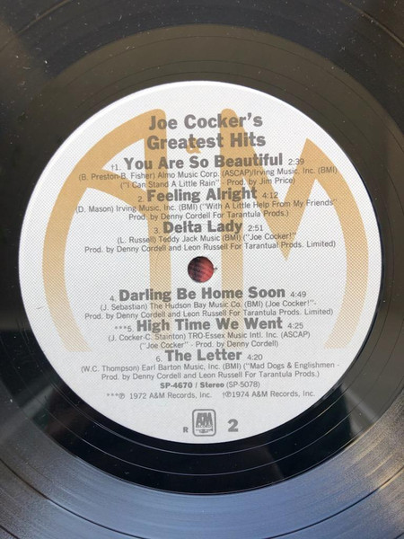 Joe Cocker - Joe Cocker's Greatest Hits | A&M Records (SP 4670) - 4