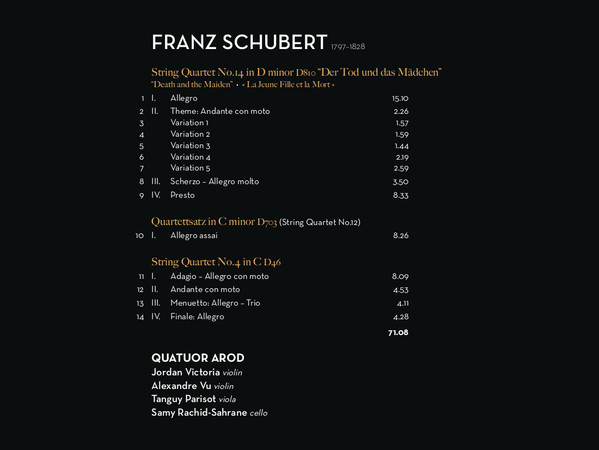 Franz Schubert , Quatuor Arod - Death And The Maiden | Erato (0190295172473) - 2