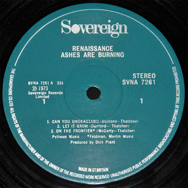 Renaissance - Ashes Are Burning | Sovereign (SVNA 7261) - 4
