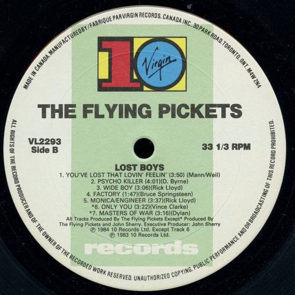 The Flying Pickets - Lost Boys [Vinyl] | 10 Records (VL 2293) - 4