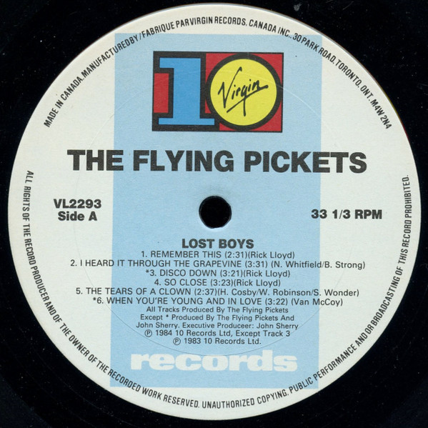 The Flying Pickets - Lost Boys [Vinyl] | 10 Records (VL 2293) - 3