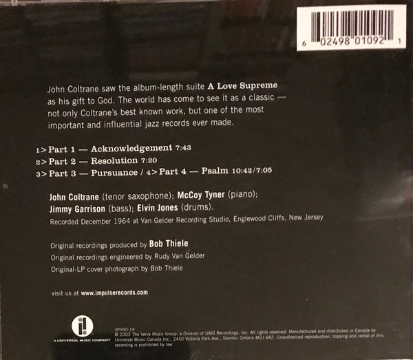 John Coltrane - A Love Supreme [CD] | Impulse! (B000061002) - 3
