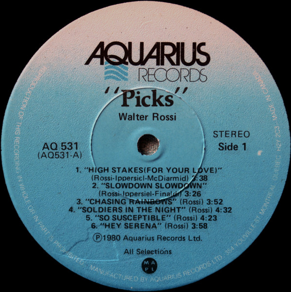 Walter Rossi - Picks | Aquarius Records (AQS531) - 3 Walter Rossi - Picks | Aquarius Records (AQS531) - 3