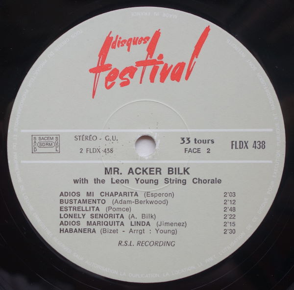 Acker Bilk - Mr. Acker Bilk With The Leon Young String Chorale | Disques Festival (FLDX 438) - 4 Acker Bilk - Mr. Acker Bilk With The Leon Young String Chorale | Disques Festival (FLDX 438) - 4