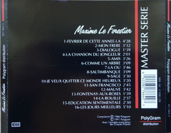 Maxime Le Forestier - Master Serie | PolyGram Distribution (827 664-2) - 4 Maxime Le Forestier - Master Serie | PolyGram Distribution (827 664-2) - 4