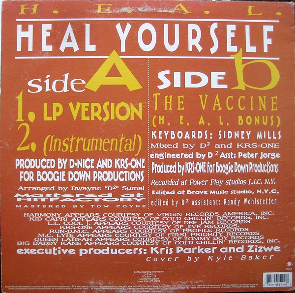 H.E.A.L. Human Education Against Lies / MC Lyte , Queen Latifah , KRS-One , Ms. Melodie , Run-DMC , Jam Master Jay , Harmony , Kid Capri , Big Daddy Kane , LL Cool J , Freddie Foxxx - Heal Yourself | Elektra (0-66511) - 2