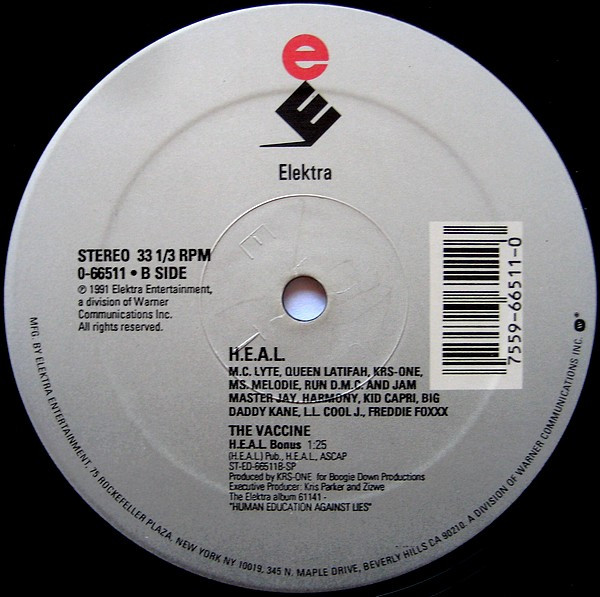 H.E.A.L. Human Education Against Lies / MC Lyte , Queen Latifah , KRS-One , Ms. Melodie , Run-DMC , Jam Master Jay , Harmony , Kid Capri , Big Daddy Kane , LL Cool J , Freddie Foxxx - Heal Yourself | Elektra (0-66511) - 4