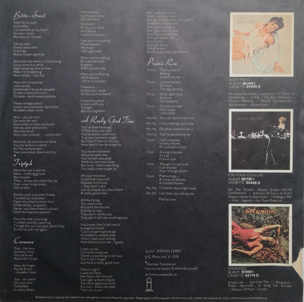 Roxy Music - Country Life | Island Records (88370 I) - 4
