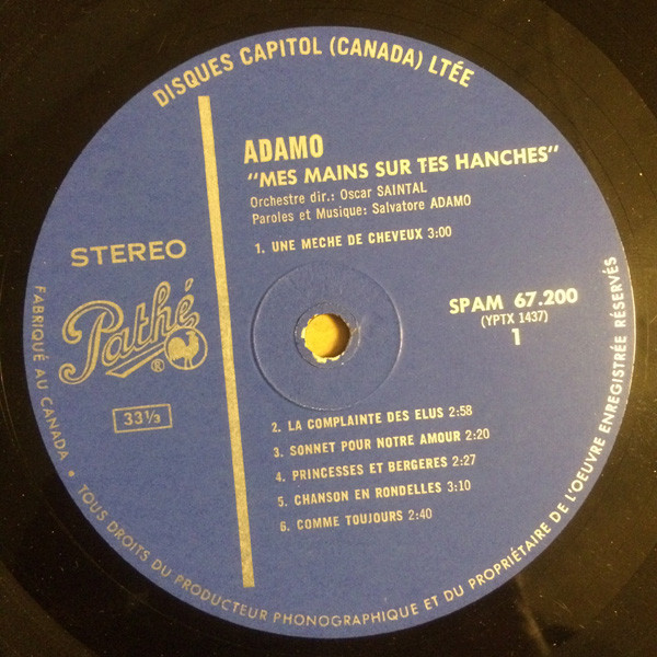 Adamo - Mes Mains Sur Tes Hanches | Pathé (SPAM 67.200) - 3