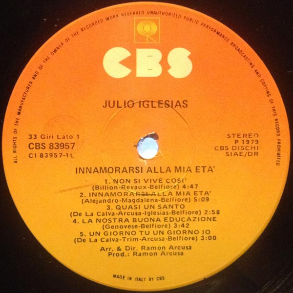 Julio Iglesias - Innamorarsi Alla Mia Età | CBS (CBS 83957) - 2 Julio Iglesias - Innamorarsi Alla Mia Età | CBS (CBS 83957) - 2