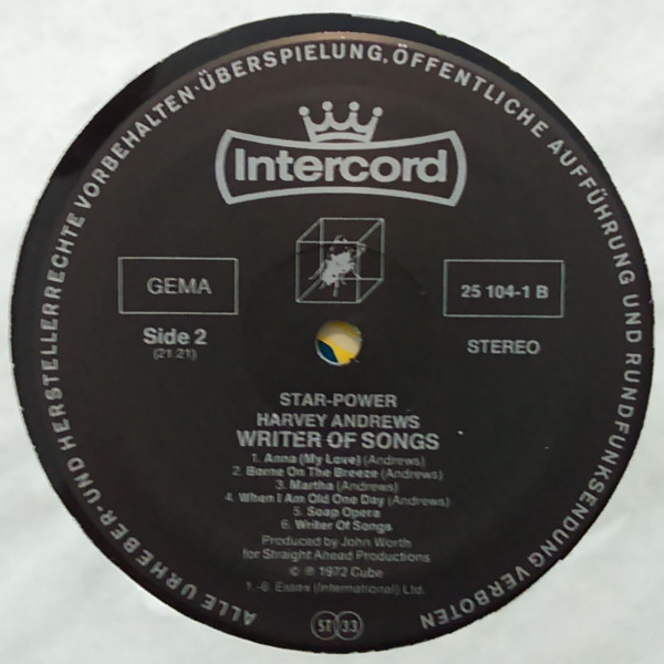 Harvey Andrews Featuring Ralph McTell And Rick Wakeman - Writer Of Songs | Intercord (25 104-1 B) - 2 Harvey Andrews Featuring Ralph McTell And Rick Wakeman - Writer Of Songs | Intercord (25 104-1 B) - 2