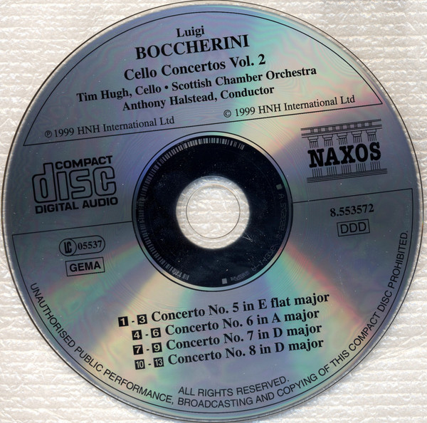 Luigi Boccherini - Tim Hugh , Scottish Chamber Orchestra , Anthony Halstead - Cello Concertos Vol. 2 Nos. 5 - 8 | Naxos (8.553572) - 3