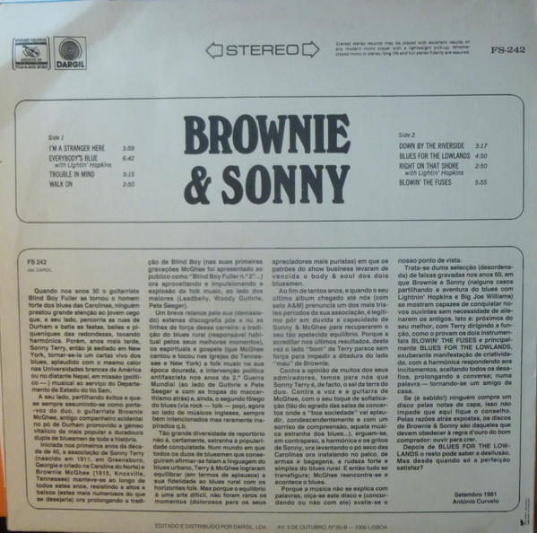 Sonny Terry & Brownie McGhee - Brownie & Sonny | Everest Records Archive Of Folk & Jazz Music (FS-242)