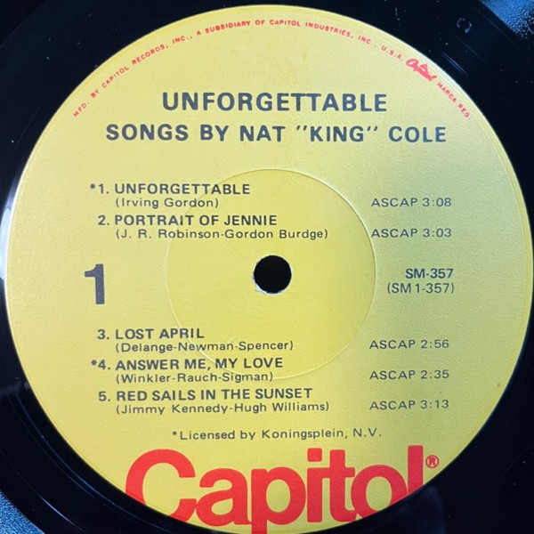 Nat King Cole - Unforgettable | Capitol Records (SM-357) - 3
