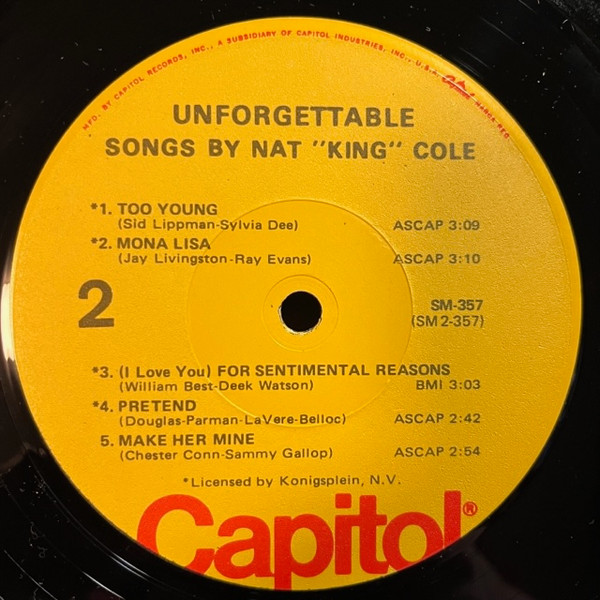 Nat King Cole - Unforgettable | Capitol Records (SM-357) - 4