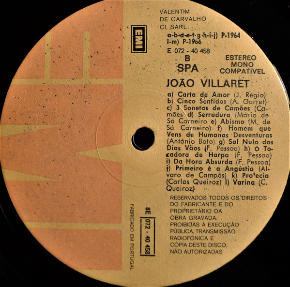 João Villaret - "João Villaret No São Luís," No.1 | Parlophone (11c 07440122) - 4 João Villaret - "João Villaret No São Luís," No.1 | Parlophone (11c 07440122) - 4