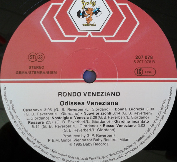 Rondò Veneziano - Odissea Veneziana | Baby Records (207 078, 207 078-502) - 4