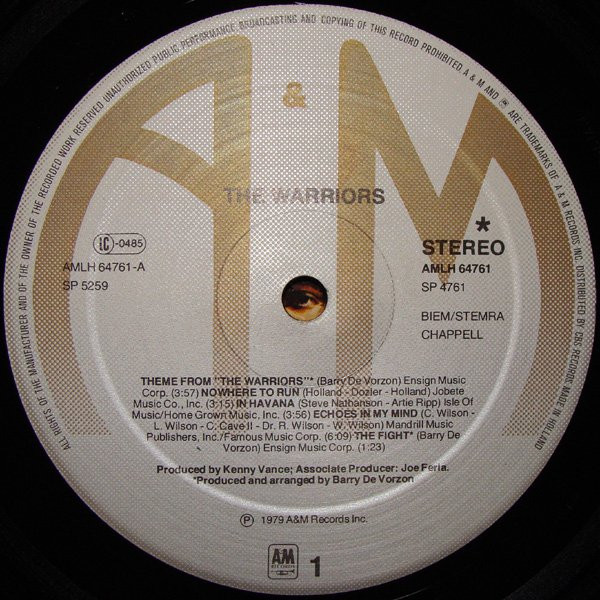 Various - The Warriors (The Original Motion Picture Soundtrack) | A&M Records (AMLH 64761) - 3 Various - The Warriors (The Original Motion Picture Soundtrack) | A&M Records (AMLH 64761) - 3