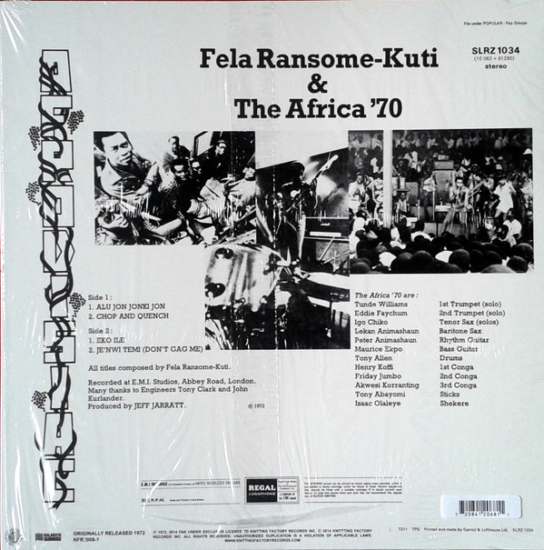Fela Kuti & The Africa 70 - Afrodisiac | Knitting Factory Records (KFR2008-1) - 2