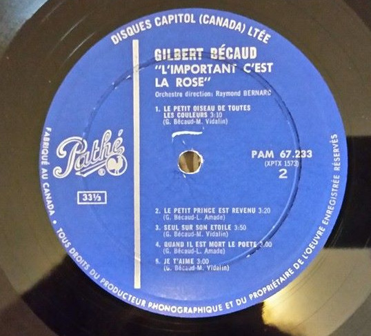Gilbert Bécaud - L'Important C'est La Rose | Pathé (PAM 67.233) - 4 Gilbert Bécaud - L'Important C'est La Rose | Pathé (PAM 67.233) - 4