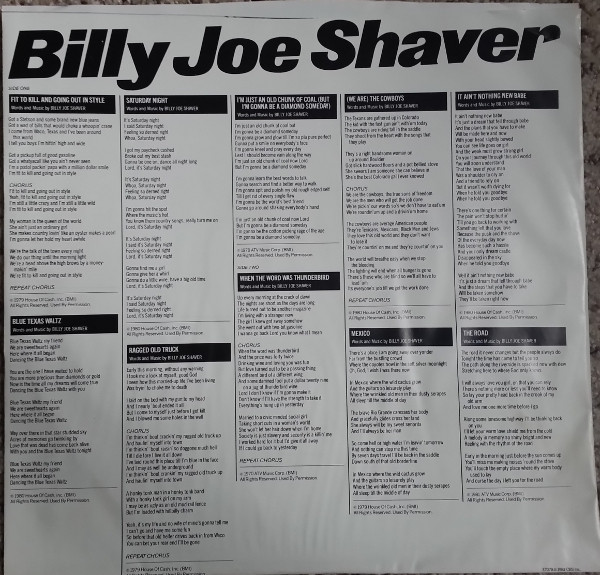 Billy Joe Shaver - I'm Just An Old Chunk Of Coal...But I'm Gonna Be A Diamond Someday | Columbia (FC 37078) - 3 Billy Joe Shaver - I'm Just An Old Chunk Of Coal...But I'm Gonna Be A Diamond Someday | Columbia (FC 37078) - 3