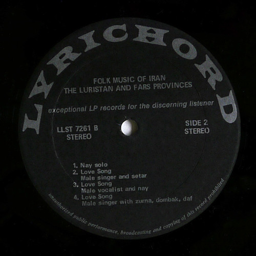 Various - Folk Music Of Iran - Luristan And Fars Provinces | Lyrichord (LLST 7261) - 4