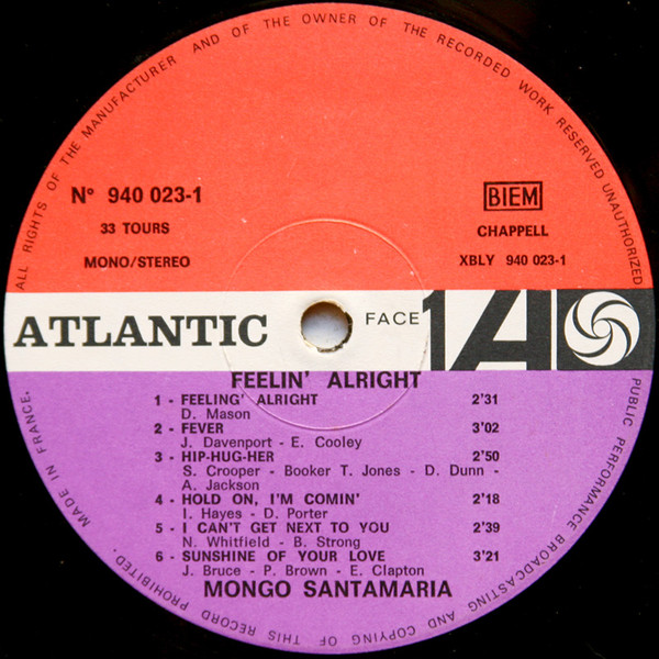 Mongo Santamaria - Feelin' Alright | Atlantic (940 023) - 3