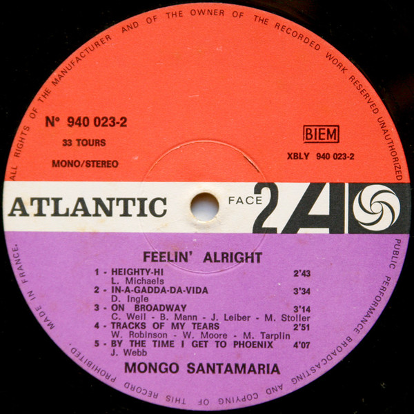 Mongo Santamaria - Feelin' Alright | Atlantic (940 023) - 4