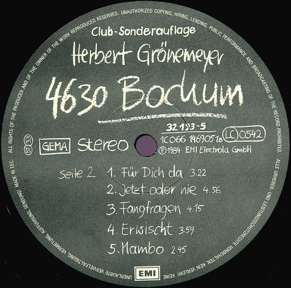 Herbert Grönemeyer - 4630 Bochum | EMI (32 193-5) - 4 Herbert Grönemeyer - 4630 Bochum | EMI (32 193-5) - 4