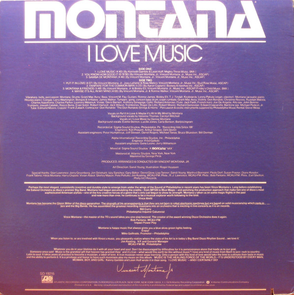Montana - I Love Music | Atlantic (SD 19215) - 2