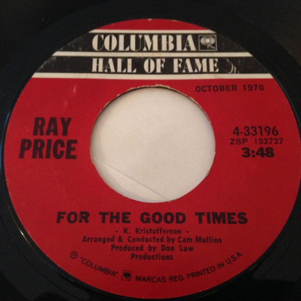 Ray Price - For The Good Times / I Won't Mention It Again | Columbia (4-33196) - main