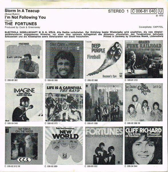 The Fortunes - Storm In A Teacup | Capitol Records (1C 006-81 040) - 2