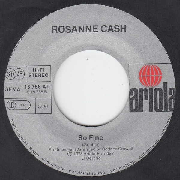 Rosanne Cash - Thoughts From The Train / So Fine | Ariola (15 768 AT) - 4
