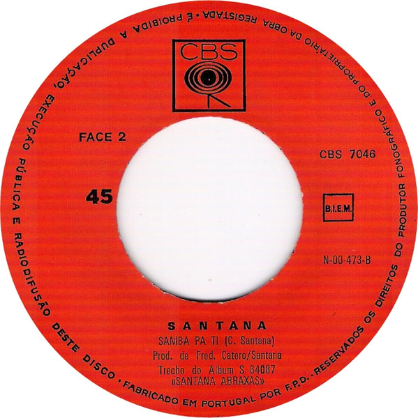 Santana - Oye Como Va / Samba Pa Ti | CBS (CBS 7046) - 4