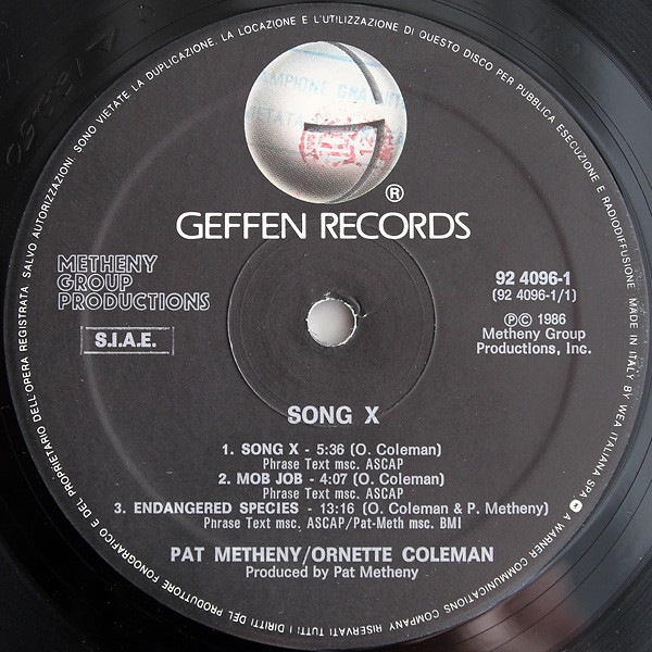 Pat Metheny / Ornette Coleman - Song X | Geffen Records (92 4096-1) - 2 Pat Metheny / Ornette Coleman - Song X | Geffen Records (92 4096-1) - 2