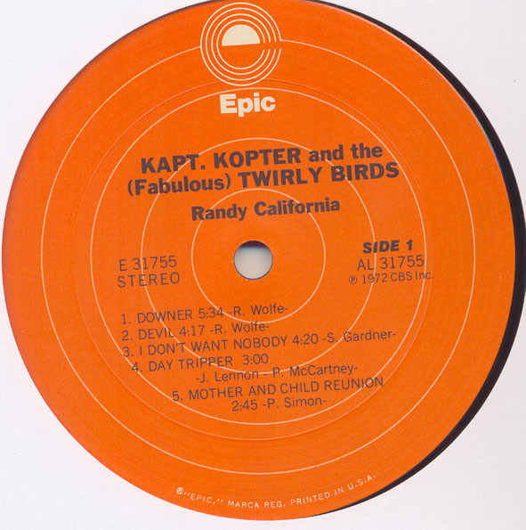 Randy California - Kapt. Kopter And The (Fabulous) Twirly Birds | Epic (E 31755) - 3