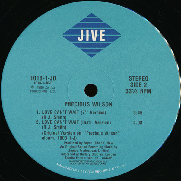 Precious Wilson - Love Can't Wait | Jive (1018-1-JD) - 2