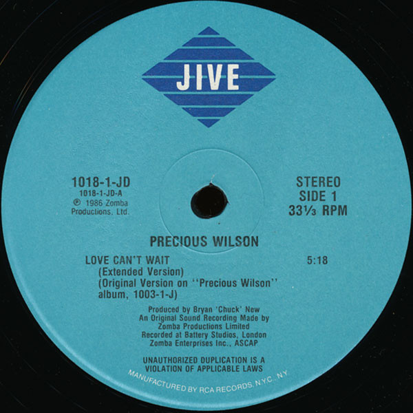 Precious Wilson - Love Can't Wait | Jive (1018-1-JD)