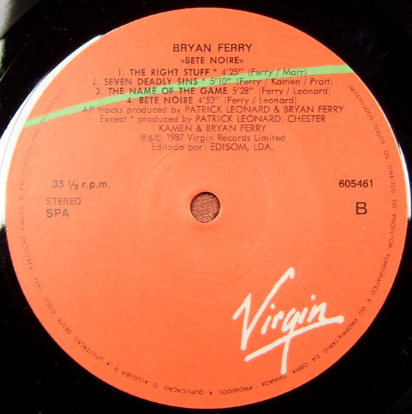 Bryan Ferry - Bête Noire | Virgin (605461) - 3 Bryan Ferry - Bête Noire | Virgin (605461) - 3