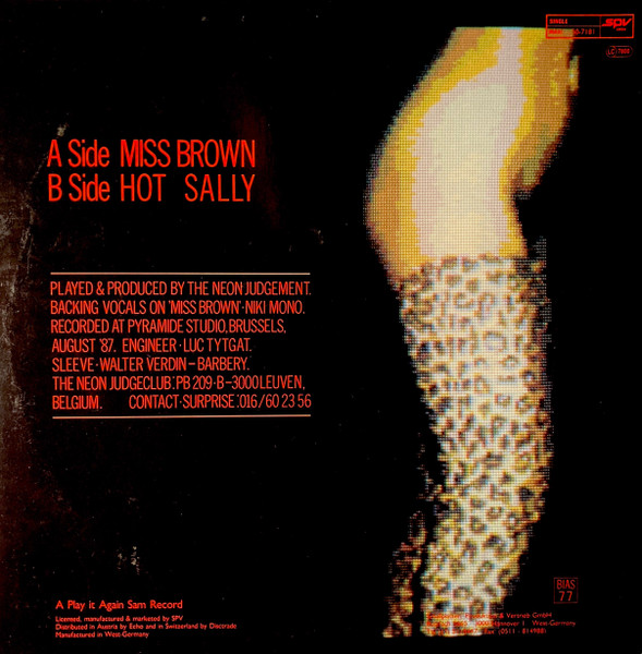 The Neon Judgement - Miss Brown / Hot Sally | Play It Again Sam Records (BIAS 77) - 2 The Neon Judgement - Miss Brown / Hot Sally | Play It Again Sam Records (BIAS 77) - 2