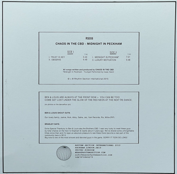 Chaos In The CBD - Midnight In Peckham | Rhythm Section International (RS008) - 3 Chaos In The CBD - Midnight In Peckham | Rhythm Section International (RS008) - 3