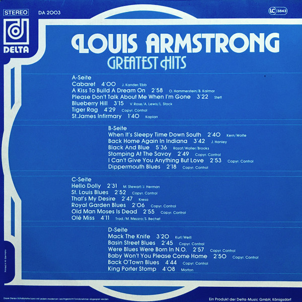 Louis Armstrong - Greatest Hits | Delta (DA 2003) - 2