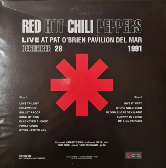 Red Hot Chili Peppers - Live At Pat O'Brien Pavilion Del Mar | Second Records (SRFM0018CV) - 2