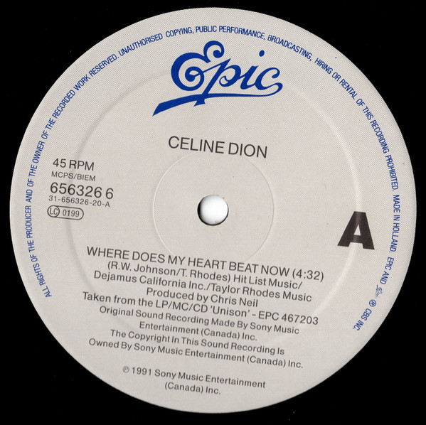 Céline Dion - Where Does My Heart Beat Now | Epic (656326 6) - 3
