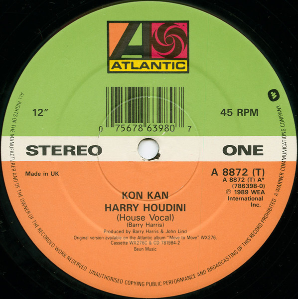 Kon Kan - Harry Houdini | Atlantic (A8872T) - 3 Kon Kan - Harry Houdini | Atlantic (A8872T) - 3