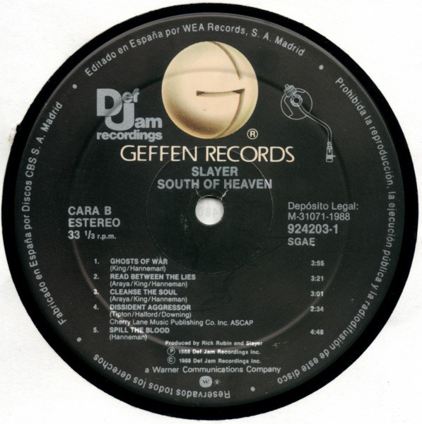 Slayer - South Of Heaven | Def Jam Recordings (924203-1) - 4