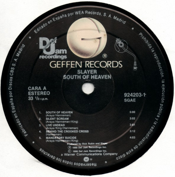 Slayer - South Of Heaven | Def Jam Recordings (924203-1) - 3