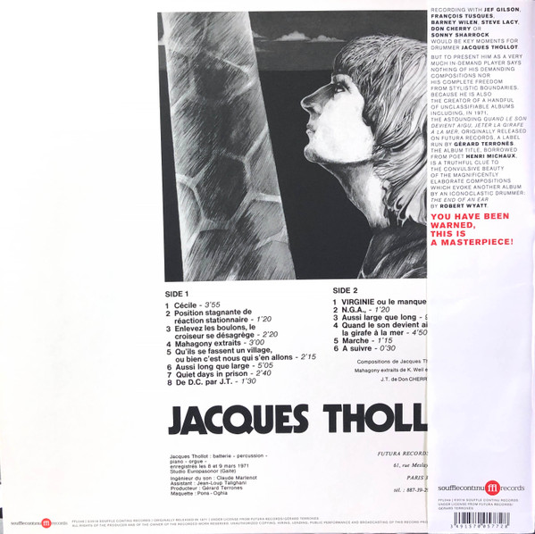 Jacques Thollot - Quand Le Son Devient Aigu, Jeter La Girafe À La Mer. | SouffleContinu Records (FFL049) - 2 Jacques Thollot - Quand Le Son Devient Aigu, Jeter La Girafe À La Mer. | SouffleContinu Records (FFL049) - 2