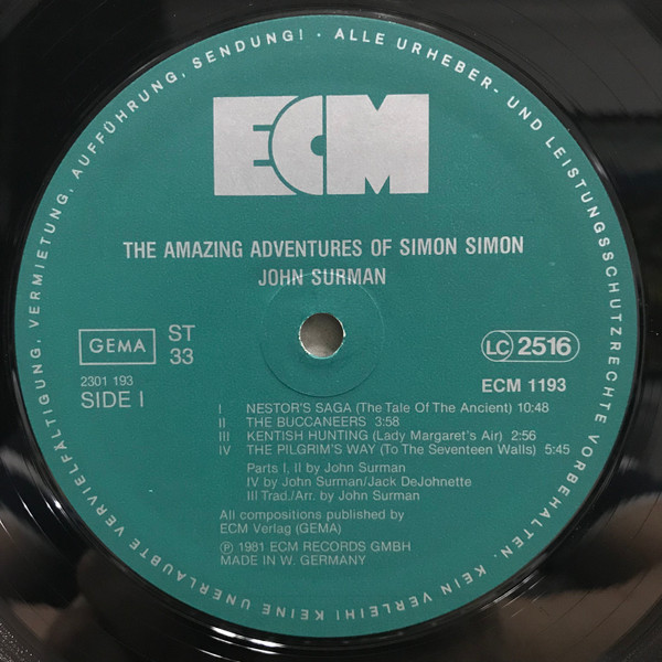John Surman - The Amazing Adventures Of Simon Simon | ECM Records (ECM 1193) - 2