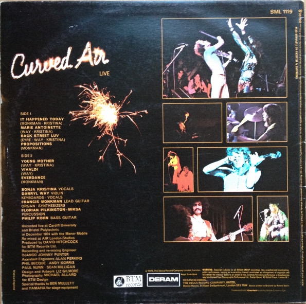 Curved Air - Curved Air Live | Deram (SML 1119) - 2 Curved Air - Curved Air Live | Deram (SML 1119) - 2